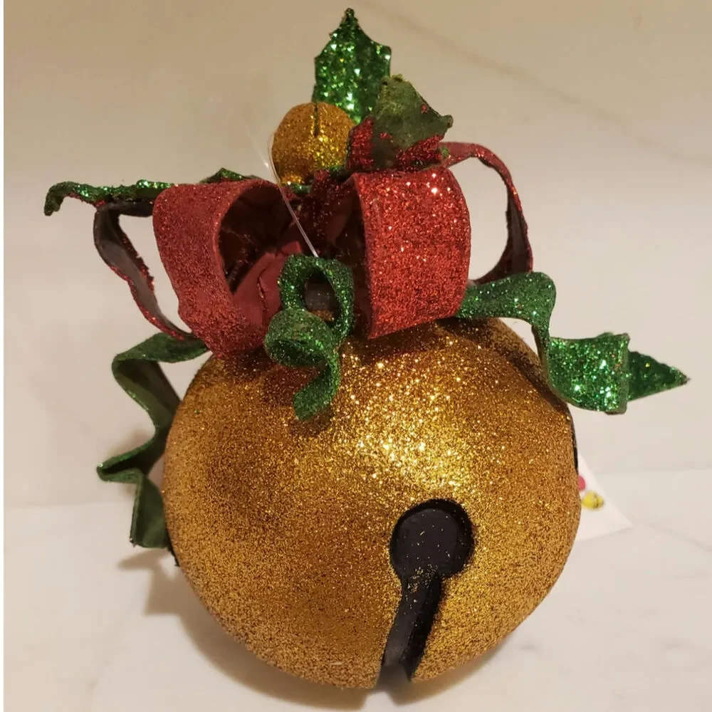 Set of 9 NEW Department 56 Golden Glitter Christmas Ornaments Cherub Sleigh